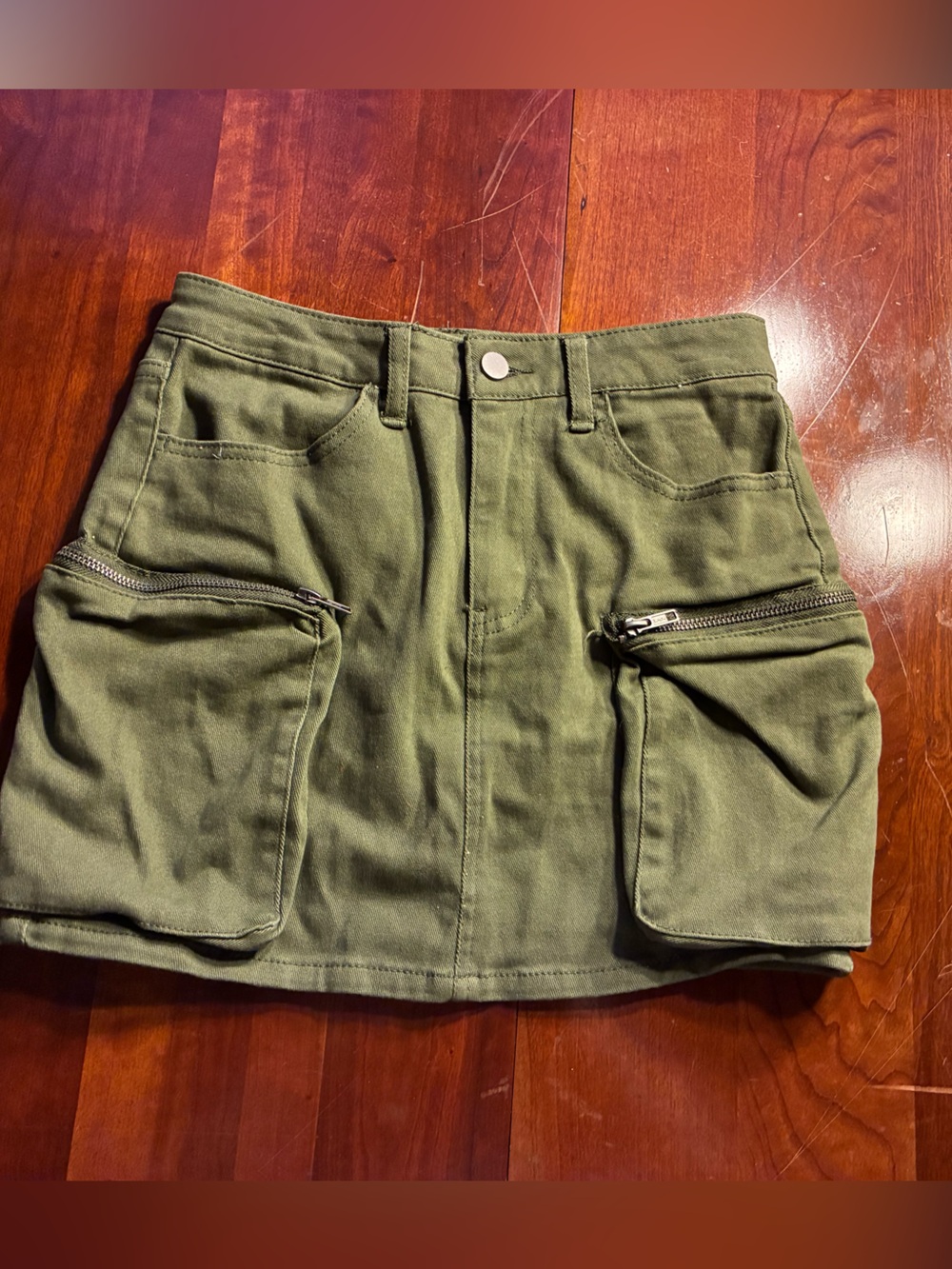 Tinseltown Olive Green High-Rise Mini Skirt